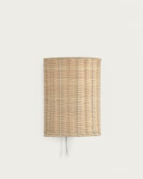 Kimjit wall light in rattan with natural finish UK adapter