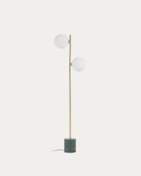 Lonela floor lamp in marble with green finish UK adapter