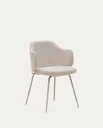 Yunia chair in beige with steel legs in a painted beige finish FR