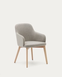 Nelida chair in brown chenille and solid beech wood in a natural finish FSC 100%