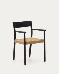 Yalia chair in solid oak with black finish and rope seat FSC 100%