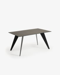 Koda ceramic table with Iron Moss finish and steel legs with black finish 160 x 90 cm