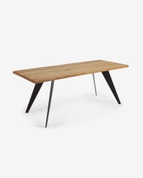Stół Koda fornir dębowy o wykończeniu naturalnym i stalowe czarne nogi 180 x 100 cm