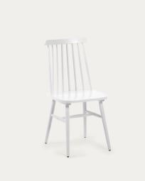 Krzesło Tressia z MDF i lakierowanego na biało litego drewna kauczukowego