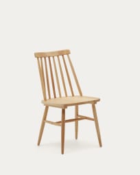 Krzesło Tressia z MDF i lakierowanego naturalnego litego drewna kauczukowego