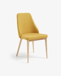 Rosie mustard chair with solid ash legs with natural finish