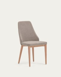 Καρέκλα Rosie, καφέ chenille, πόδια σε μασίφ ξύλο οξιάς σε φυσικό φινίρισμα