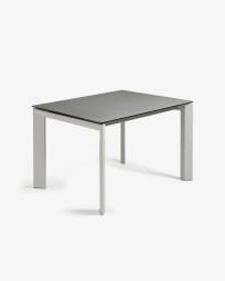 Axis extendable ceramic table with Hydra Plomo finish and grey steel legs 120 (180) cm