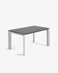 Table extensible Axis grès cérame finition Vulcano Roca pieds gris 160 (220) cm