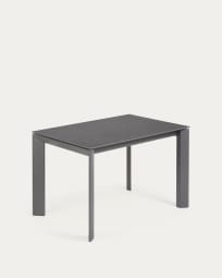 Axis extendable porcelain table with Volcano Rock finish and dark grey steel legs, 120 (180) cm