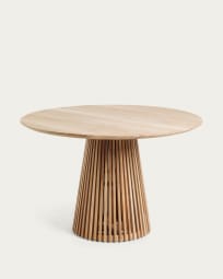 Στρογγυλό τραπέζι Jeanette, μασίφ ξύλο τικ, Ø120εκ