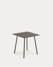Stół Mathis z cementu włóknistego z nogami stalowymi wykończenie czarne 75 x 75 cm