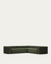Blok 5 seater corner sofa in green wide seam corduroy, 320 x 290 / 290 x 320 cm FSC Mix Credit