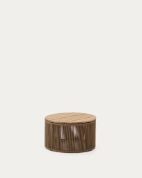Table basse Dandara en acier, corde beige et bois d'acacia Ø60 FSC 100 %