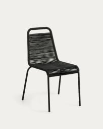 Lambton stapelbarer Stuhl aus schwarzem Seil und Stahl mit schwarzem Finish