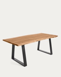Stół Alaia z litego drewna akacjowego i stali nogi z czarnym wykończeniem 160 x 90 cm