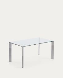 Table Spot en verre et pieds en acier finition chromée 162 x 92 cm