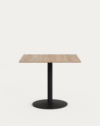 Esilda  table in natural finish melamine with metal leg in a painted black finish, 90x90x70 cm