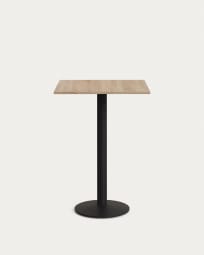 Esilda high table in natural finish melamine with metal leg in a painted black finish, 60x60x96cm