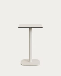 Tavolo alto per esterno Dina bianco con gamba di metallo rifinita in bianco 60x60x96 cm