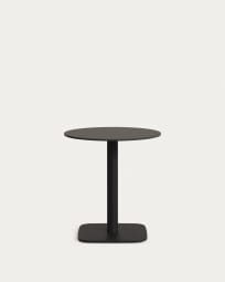 Tavolo rotonda per esterno Dina nera con gamba in metallo rifinita in nero Ø 68x70 cm