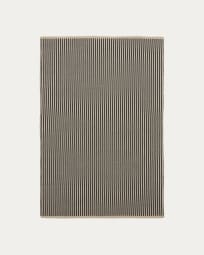 Satanca beige and black striped rug made from synthetic fibres 160 x 230 cm