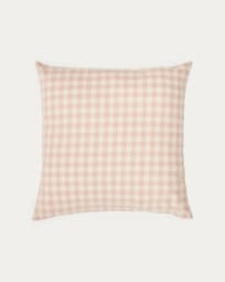 Yanil cushion cover 100% cotton pink and beige squares 45 x 45 cm