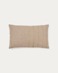 Housse de coussin Sayema en coton beige avec broderie en jute naturel 30 x 50 cm