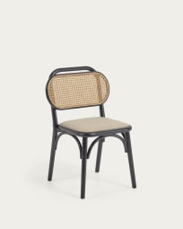 Doriane solid elm chair with black lacquer and upholstered seat FSC Mix Credit