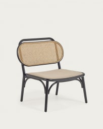 Doriane solid elm easy chair with black lacquer finish and upholstered seat FSC Mix Credit