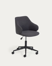 Chaise de bureau Einara gris foncé et pieds en acier noir mat