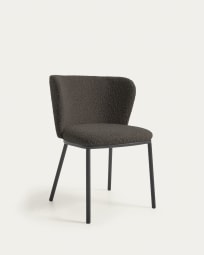 Cadeira Ciselia pelo efeito cordeiro preto e aço preto FSC Mix Credit