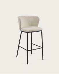 Ciselia stool with white bouclé and black metal, height 75 cm FSC Mix Credit