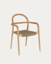 Sheryl stackable chair in solid eucalyptus and beige rope FSC 100%