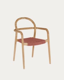 Krzesło sztaplowane Sheryl z litego drewna eukaliptusowego i liny terakotowej 100% FSC