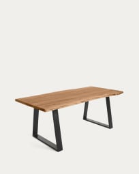 Stół Alaia z litego drewna akacjowego i stali nogi z czarnym wykończeniem 180 x 90 cm