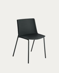 Krzesło Hannia czarne i czarne stalowe nogi