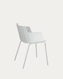 Hannia grey chair with armrests with grey steel legs