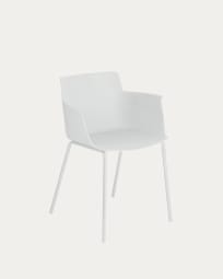Hannia white chair with armrests with white steel legs