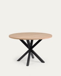 Table ronde Argo en mélaminé naturel et pieds en acier finition noire Ø 119 cm