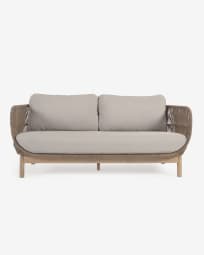 Catalina 3-Sitzer Sofa aus beigem Seil und massivem Akazienholz 170 cm FSC 100%