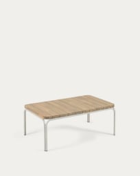 Mesa de centro Cailin madeira maciça acácia pernas aço galvanizado branco 100x60cm FSC100%