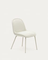 Cadeira Aimin pelo efeito cordeiro branco e pernas de aço com acabamento pintado bege mate
