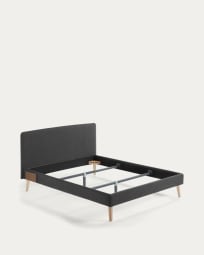 Dyla Bett mit abnehmbarem Bezug in Schwarz für Matratze von 160 x 200 cm