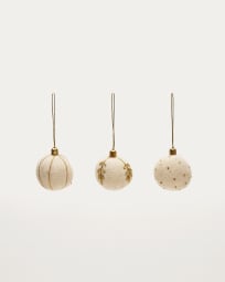 Set Breshi de 3 boles penjants decoratives petites blanc i detalls daurats