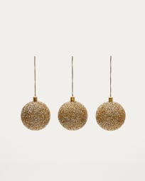 Set van 3 grote decoratieve goudkleurige hangende ballen Briam