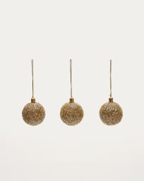 Set van 3 kleine decoratieve goudkleurige hangende ballen Briam