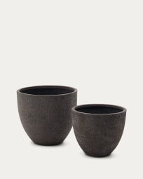 Set van 2 donkergrijze bloempotten Serili van cement en glasvezel Ø 42 cm / Ø 50 cm
