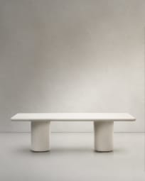 Canaret cement table in a glossy white finish, 239 cm x 102 cm