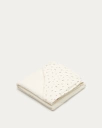 Asciugamano a mantellina per bebé Deya in cotone bianco con stampa